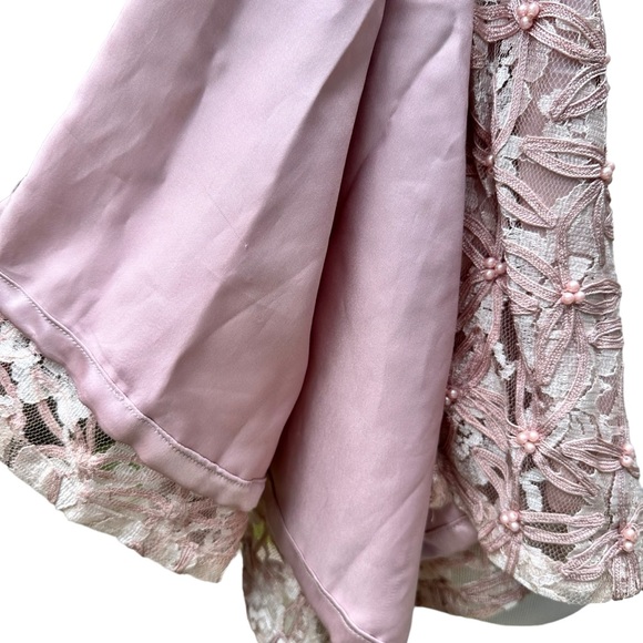 Scala Beaded Soutache Lace Gown Maxi Dress Pale Baby Pink Small Sleeveless - Picture 12 of 17